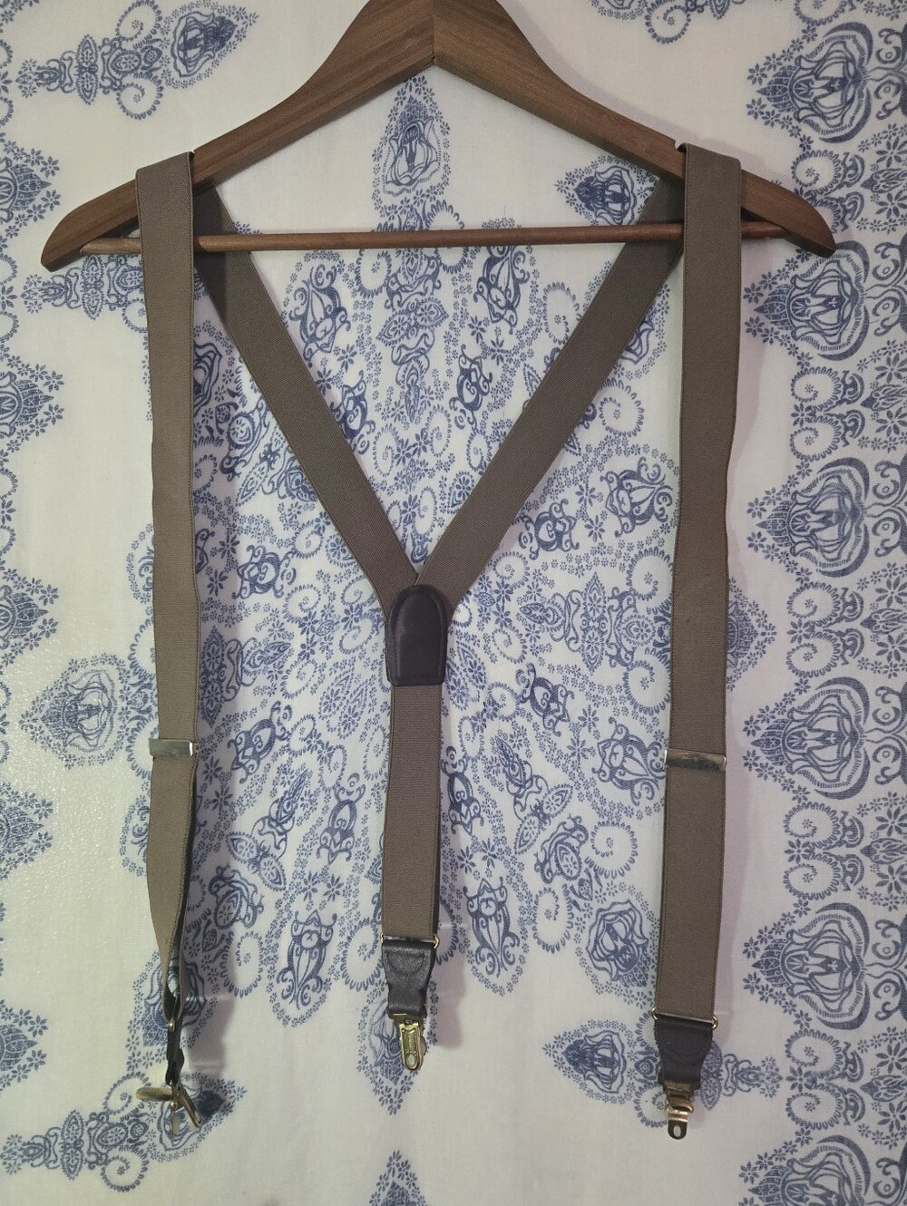 4/$15 Vintage Brown Taupe Suspenders Adjustable Clip On Dark Academia Preppy 90s